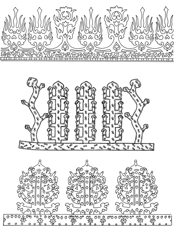 Outlines of royal crowns Old Silla 5th-6th century Motifs taken from an - photo 13