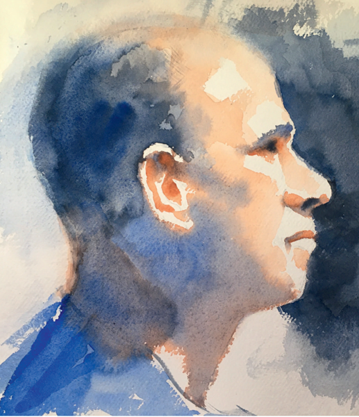 Andy Watercolour on paper 305 x 33cm12 x 13in The oval shape of the head - photo 13