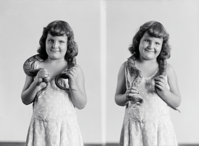 Girl with live canebrake rattlesnake circa 1920s30s Boy with bloodied - photo 10