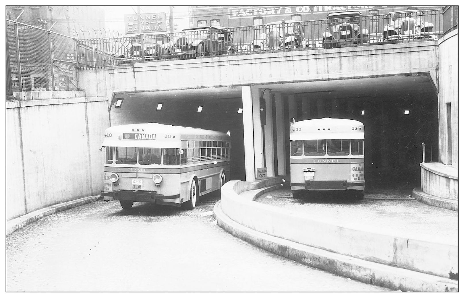 THE DETROIT-WINDSOR AUTO TUNNEL 1930 Two tunnel buses make their way through - photo 7