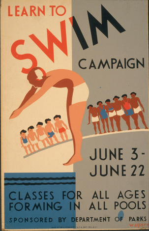 This poster was printed in the late 1930s to advertise swimming lessons given - photo 2