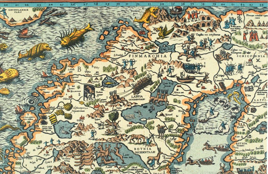 A section of the Carta Marina developed by Olaus Magnus and published in Venice - photo 1