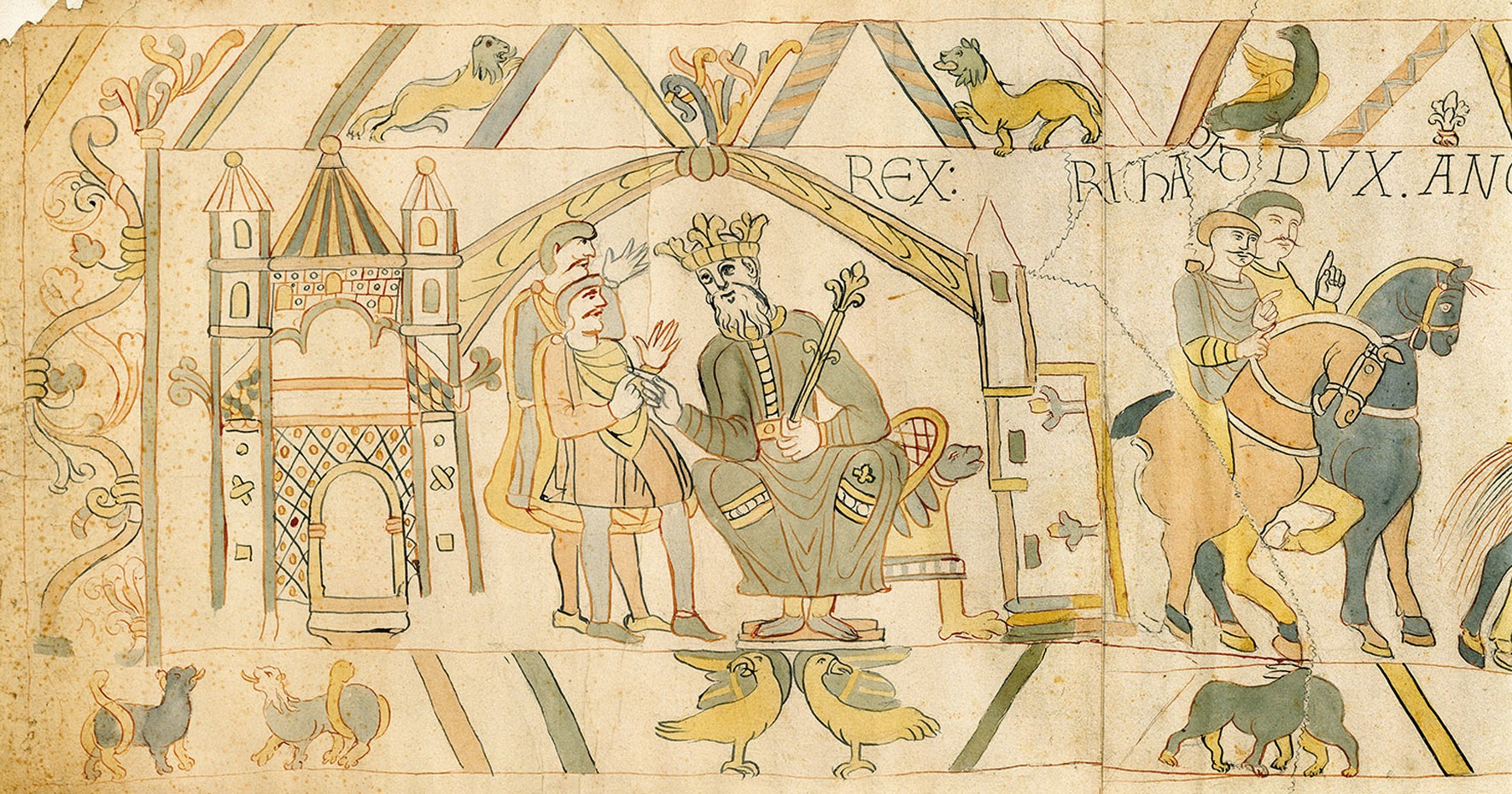 The earliest known drawing of the first scene of the Bayeux Tapestry dating to - photo 6