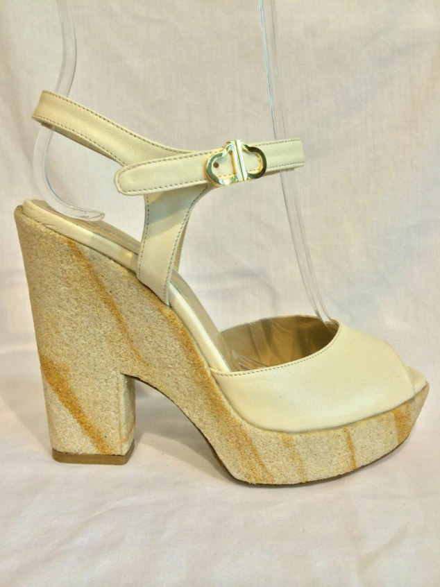 Platform shoe with thinly sliced stone encasing the heel Shoes inspired by - photo 22