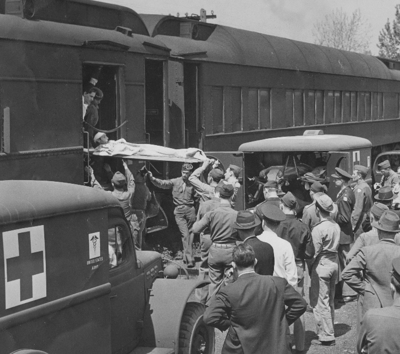 Wounded soldiers arriving by train at the Valley Forge Military Hospital in - photo 2