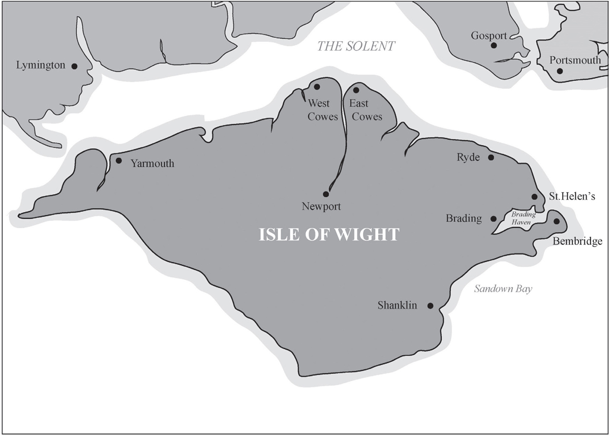 Map of the Isle of Wight showing principal locations during the period of - photo 2