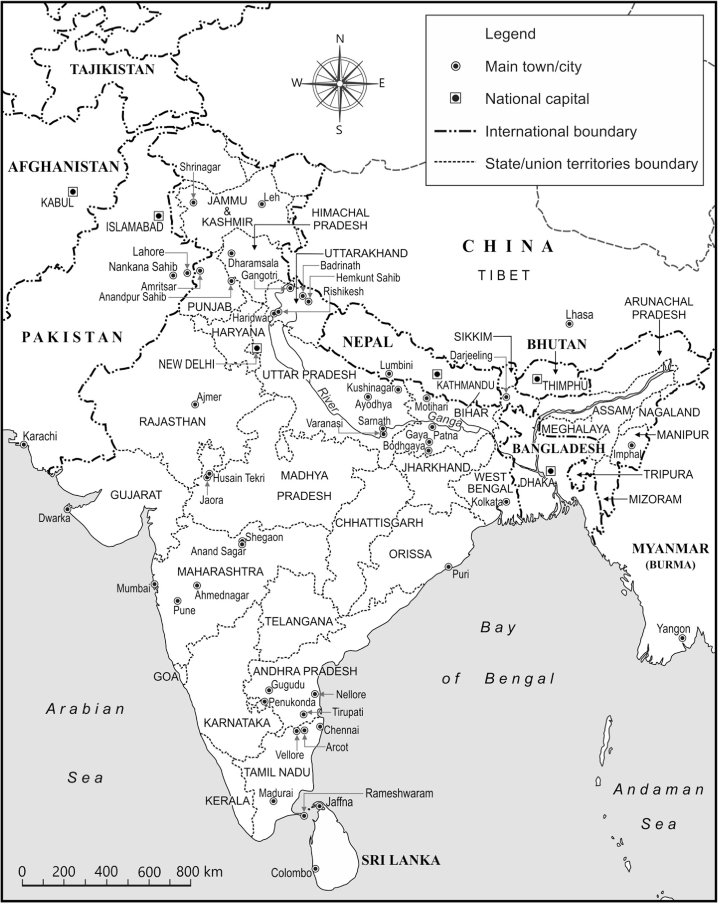 Map 1 Religious journeys in India Legend of all major sites and states - photo 3