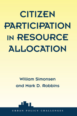 William Simonsen Citizen Participation in Resource Allocation