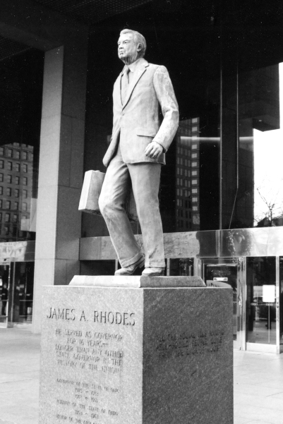 The bronze statue of James A Rhodes guards the front entrance of the state - photo 2