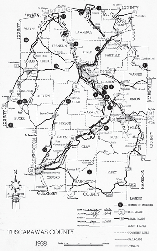 Tuscarawas County map circa 1938 Courtesy of the Ohio History Connection A - photo 3