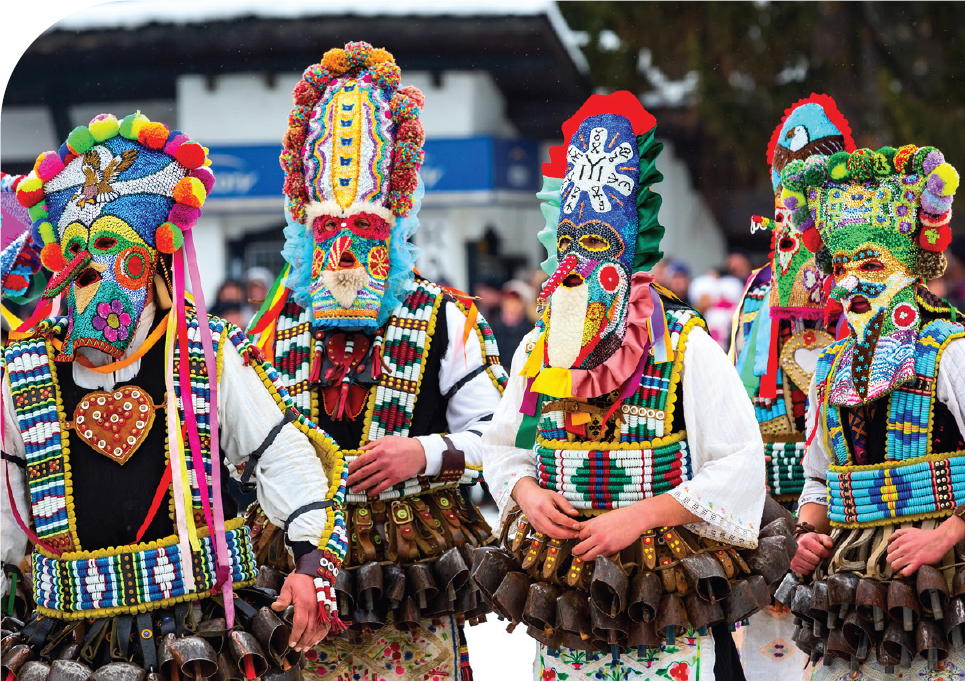 Kukeri The fearsome kukeri men dressed in animal skins with several large - photo 47