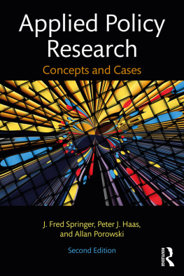 J. Fred Springer - Applied Policy Research: Concepts and Cases