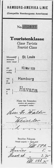 Boarding pass of St Louis passenger Walter Weissler COURTESY OF THE UNITED - photo 3