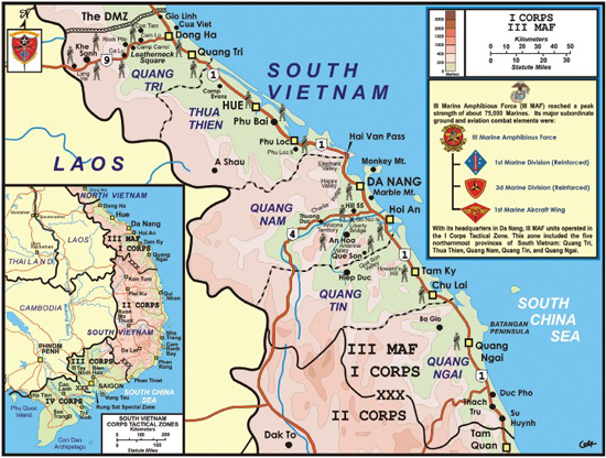 Map 1 I Corps Tactical Zone with Inset Depicting the Republic of South Vietnam - photo 4