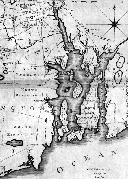 Map of Rhode Island detail by John Reid 1796 Newport is located in Rhode - photo 3