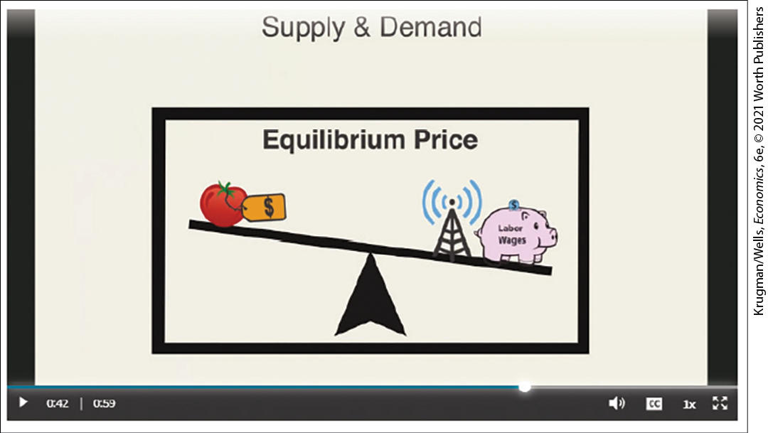 The video shows a frame titled Equilibrium Price which depicts a lever - photo 3