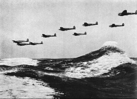 German Heinkel He 111 bombers flying over the English Channel 1940 The - photo 3