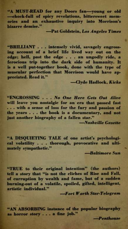 No One Here Gets Out Alive The Biography of Jim Morrison - photo 1