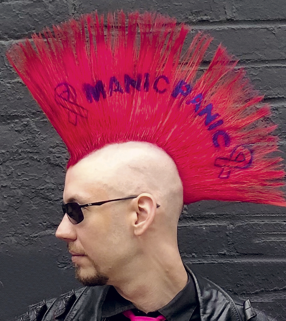 MANIC PANICS OWN MOHAWK DAVES ICONIC ROCK N ROLL RED MOHAWK EMBLAZONED WITH - photo 6