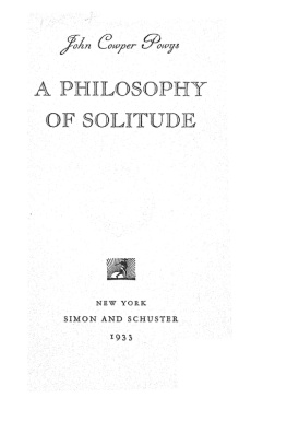 John Cowper Powys A Philosophy of Solitude