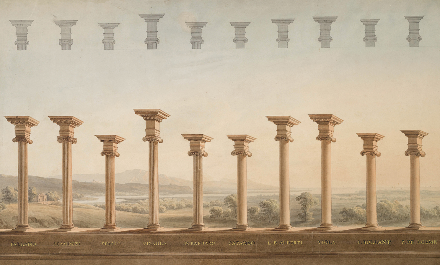 Office of Sir John Soane RA lecture drawing the Ionic orders set in a - photo 4