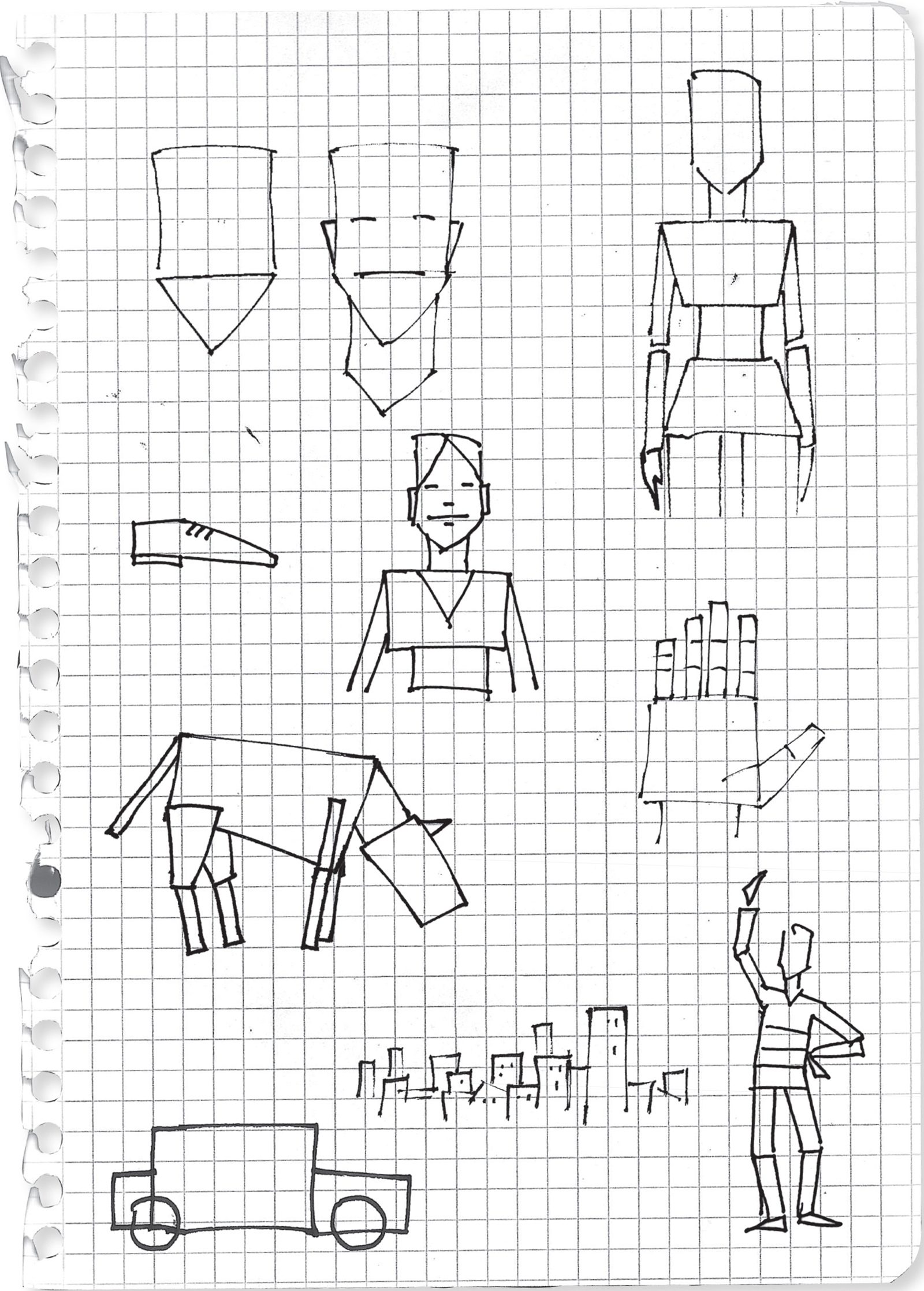 Initial sketches before the final drawing sketched in a simple notebook - photo 4