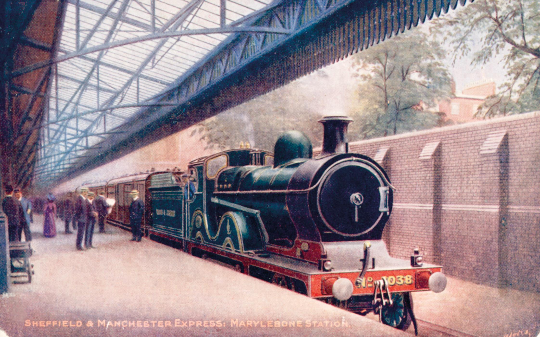 Postcard depicting Great Central Railway 4-4-0 Class 11B locomotive heading a - photo 3