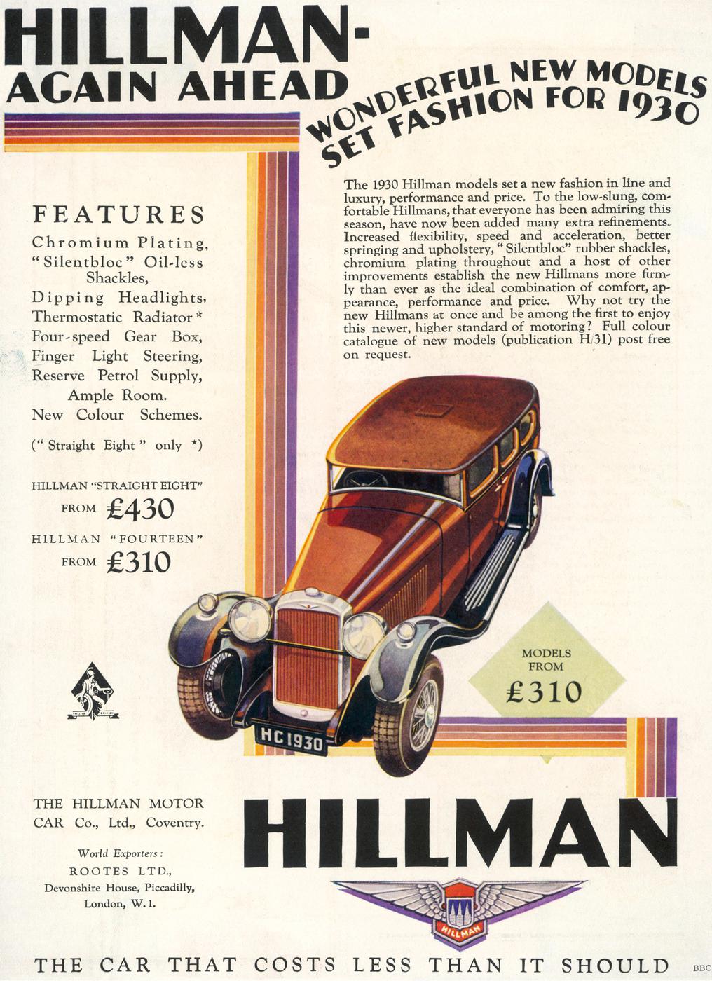 The new Hillmans for 1930 were the ideal combination of comfort appearance - photo 1