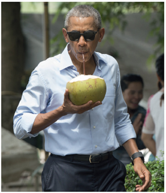 President Obama drinking from a coconut in Luang Prabang Laos 2016 Consumers - photo 5