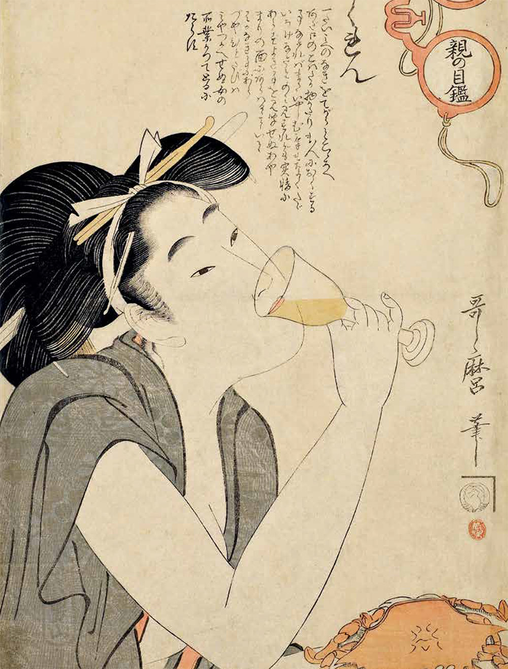 Woodblock print of woman drinking sake by Kitagawa Utamaro c 1802 THE - photo 3