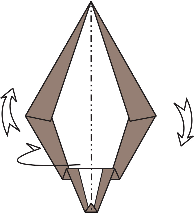 Mountain fold in half Rotate the paper head part facing to the left - photo 15