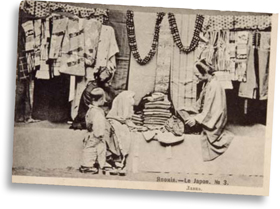 Second-hand clothes shop c1900 Lengths of striped and checked fabric are - photo 7