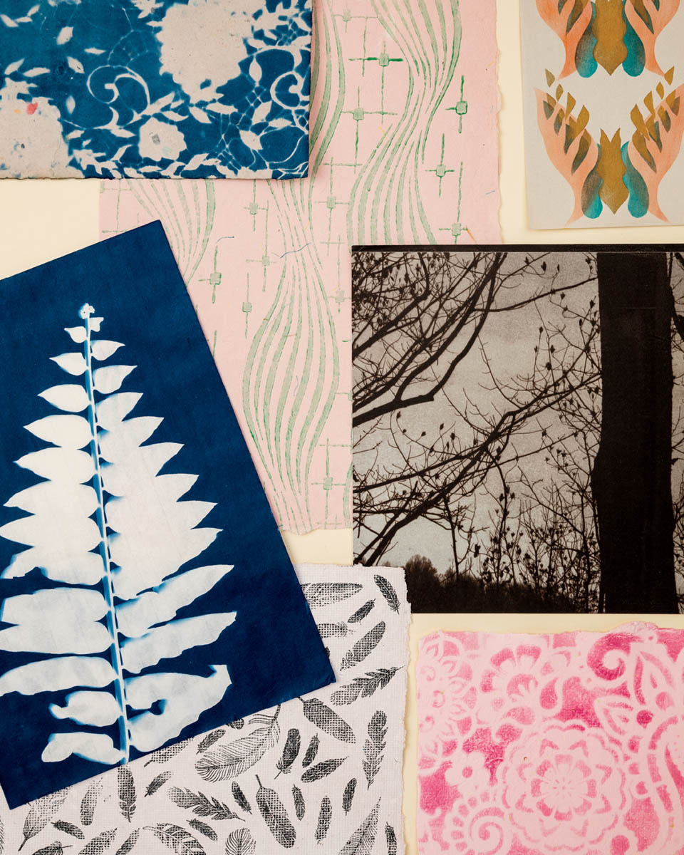 Clockwise from top left cyanotype by Beatrix Mapalagama stamped paper by - photo 6