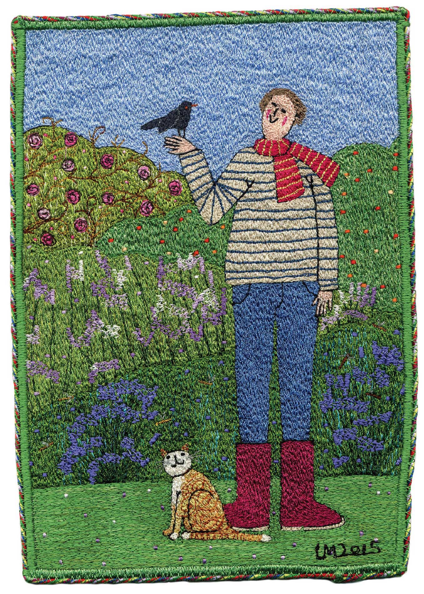 Blackbird Garden by Linda Miller 23 17cm 9 6in free machine embroidery - photo 2