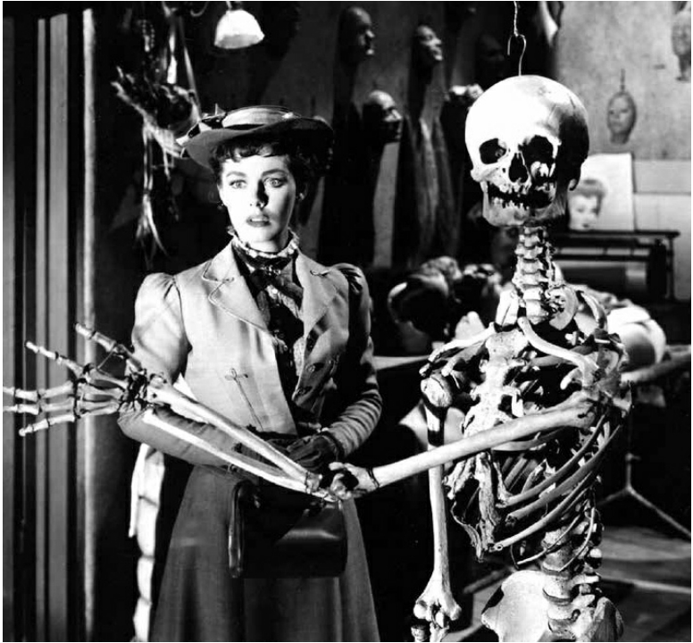 Phyllis Kirk as Sue Allen encounters a 3-D skeleton from House of Wax 1953 - photo 1