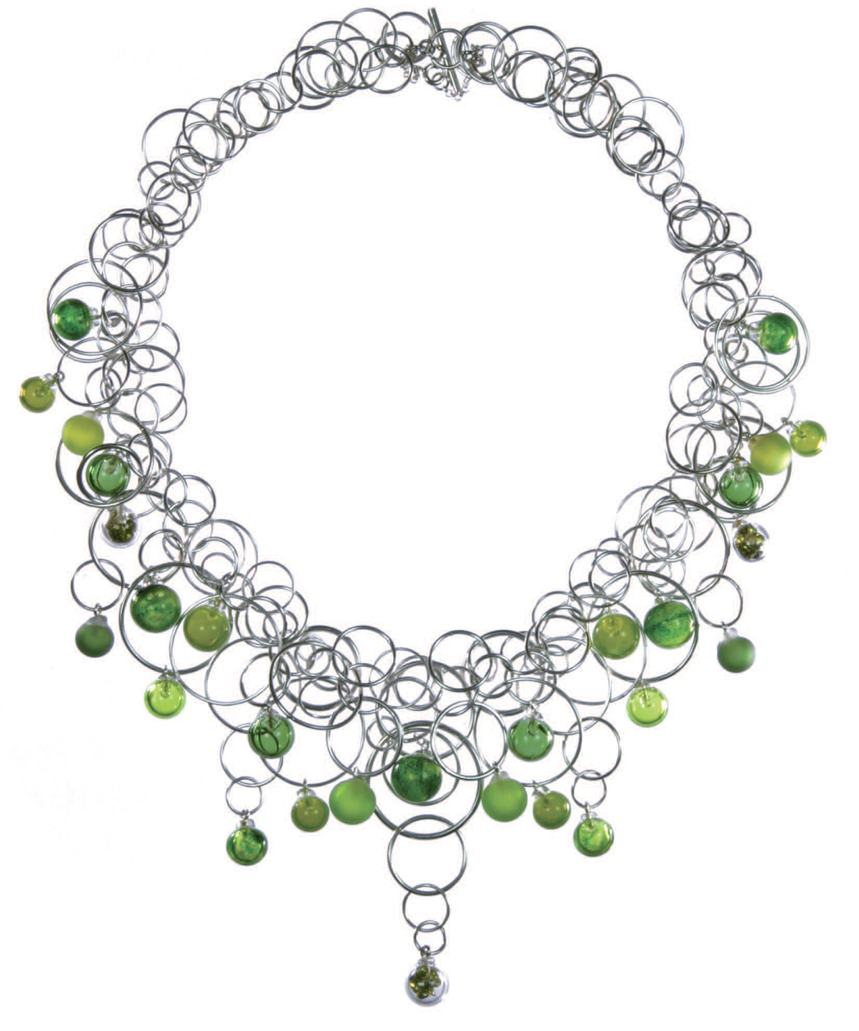 Aventurine Green Glass Bubble Multilink Silver Neckpiece Charlotte Verity - photo 5