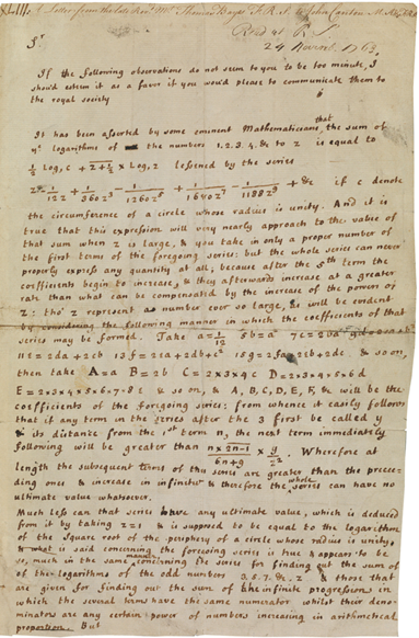 Letter from Thomas Bayes to John Canton concerning logarithms 24 November - photo 4