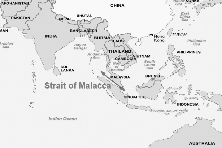 Map of the Strait of Malacca situated between the Malay Peninsula and Sumatra - photo 4