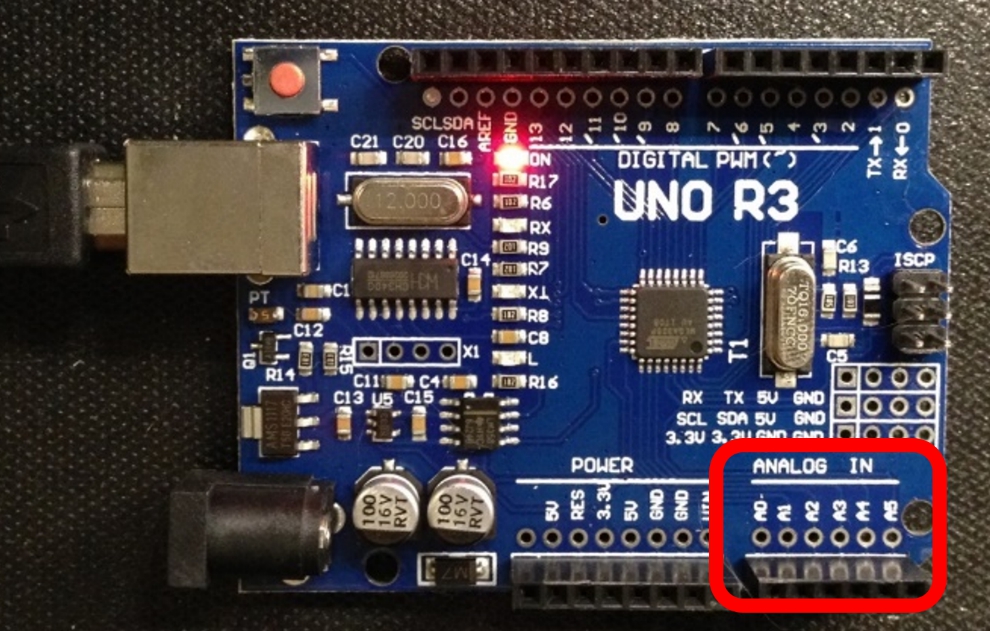 Figure 22 The Arduino Uno with the analog pins in the lower right of the - photo 6