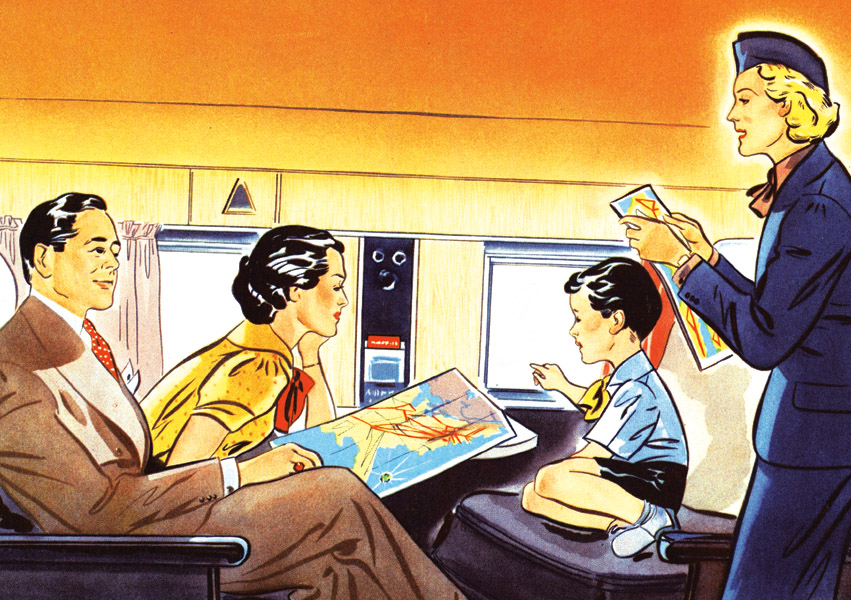 Passengers consult a 1939 American Airlines brochure Yet airlines did provide - photo 6