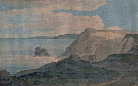 Francis Towne view of the coast of the isle of Lundy 1787 watercolour - photo 4