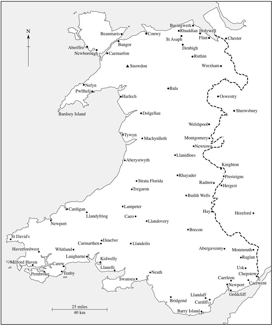 Map 1 Main market towns and abbeys in medieval Wales Map 2 Wales and - photo 3