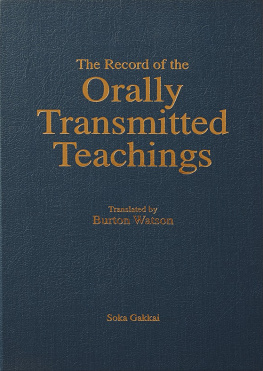 Burton Watson - The Record of Orally Transmitted Teachings