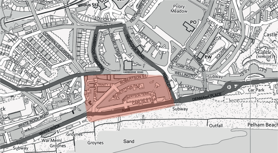 Hastings town centre The America Ground was the coloured area between Harold - photo 6