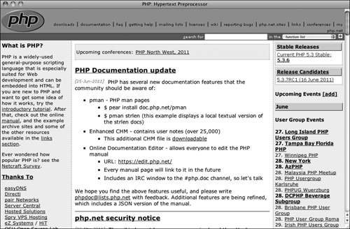 The home page for PHP Starting at the end of that statement to say that PHP - photo 3