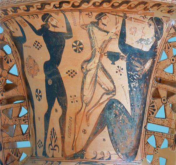 Amphora painting of Odysseus and his men blinding Polyphemus Eleusis museum - photo 9