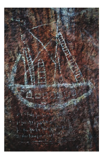 Rock paintings of ships such as this one at Walga Rock inland Western - photo 6