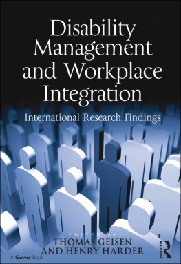 Henry G Harder Dr - Disability Management and Workplace Integration: International Research Findings