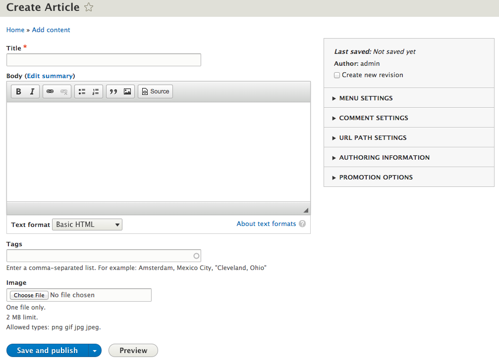 Figure 1-1 Adding an article in the Drupal CMS source Drupalorg These - photo 2