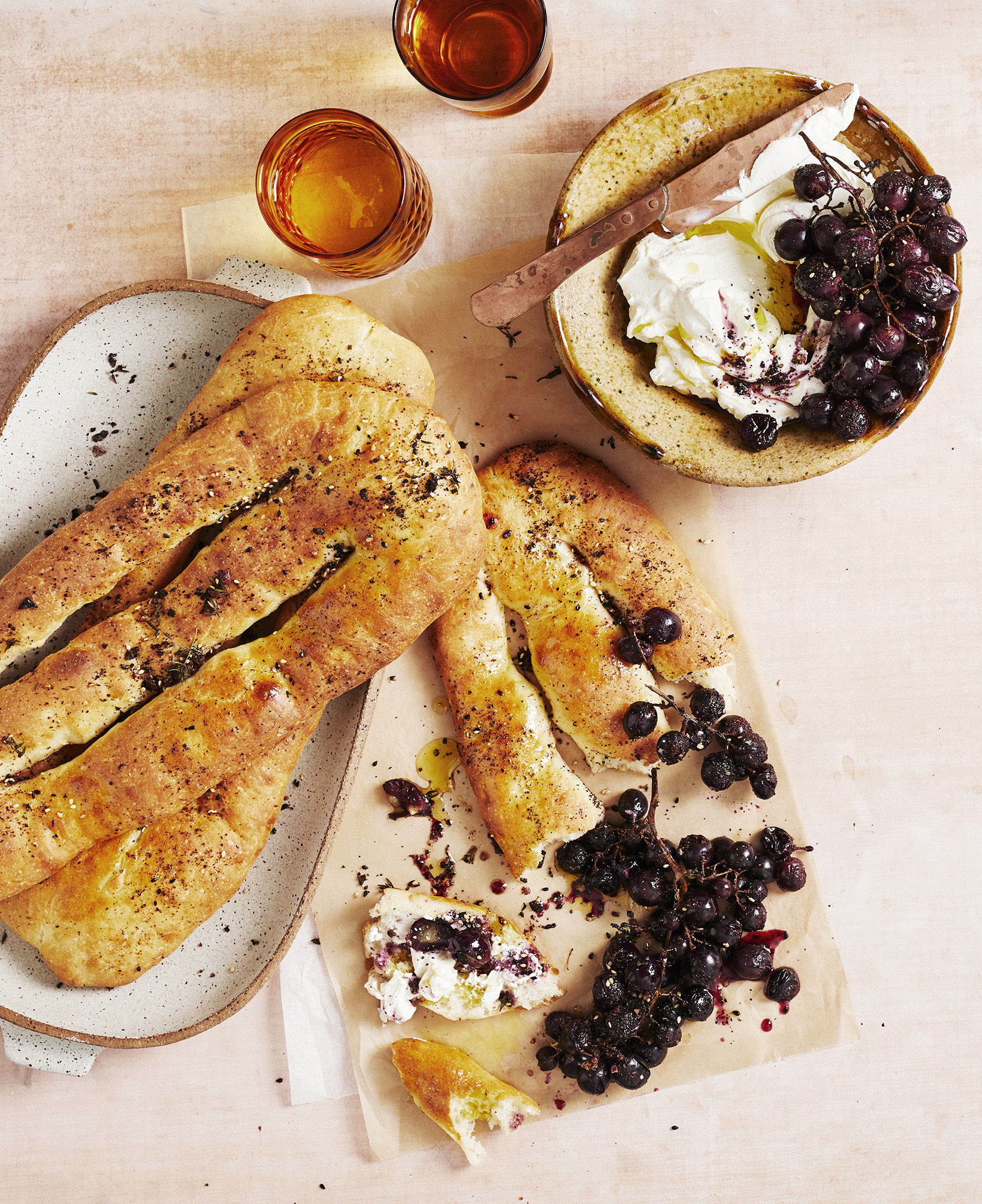 Persian flatbread with zaatar and roasted grapes vegetarian prep cook time - photo 5